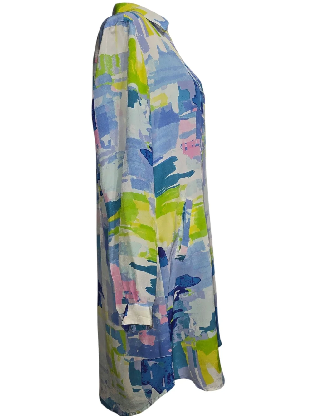 Tori Richard 100% Silk Tunic Dress Abstract Art Print Beach Resort Cover Up Sz 6